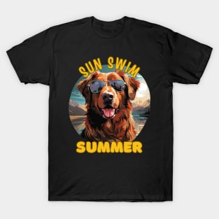 The Golden Retriever Dog's Vacation. Sun Swim Summer. T-Shirt
